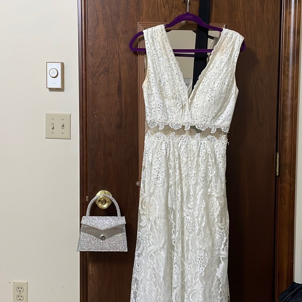 Jovani Size 10. all white Gown